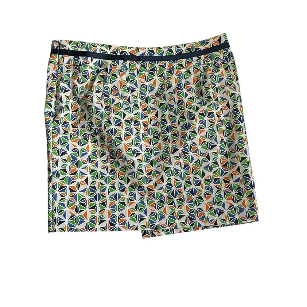 Oxford Golf Women’s Faux Wrap Skort Geometric Print Blue Green Orange Size 6
